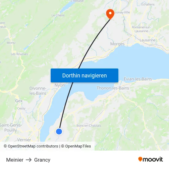Meinier to Grancy map