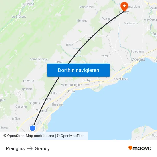Prangins to Grancy map