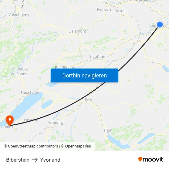 Biberstein to Yvonand map