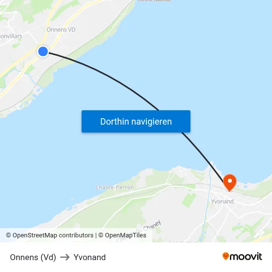 Onnens (Vd) to Yvonand map