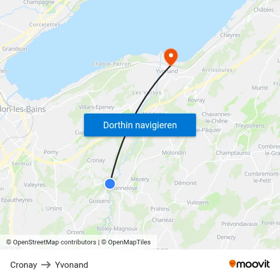 Cronay to Yvonand map