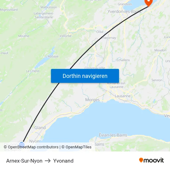 Arnex-Sur-Nyon to Yvonand map