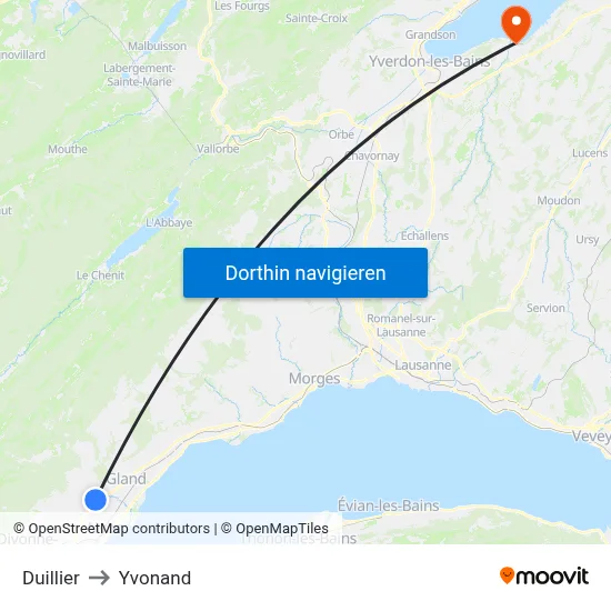 Duillier to Yvonand map