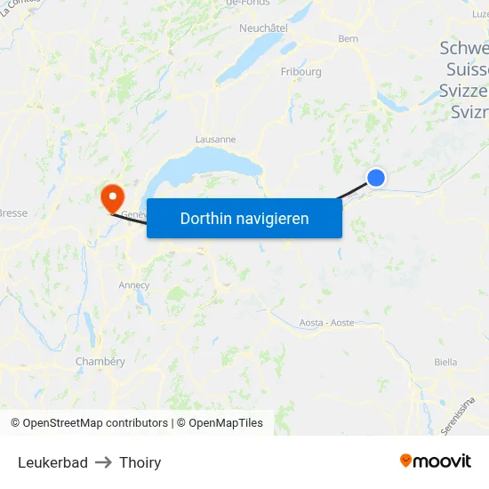 Leukerbad to Thoiry map