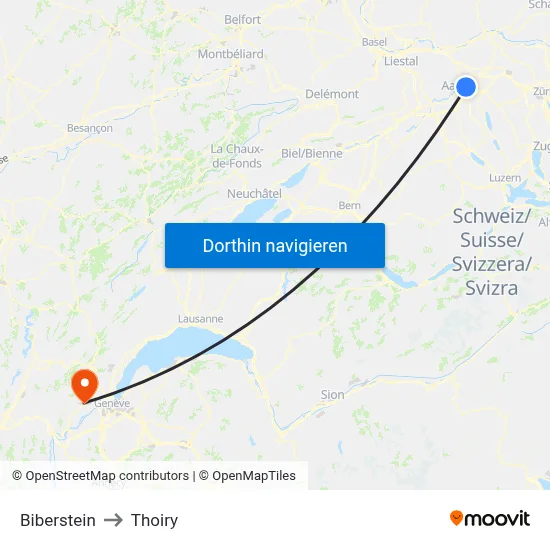 Biberstein to Thoiry map