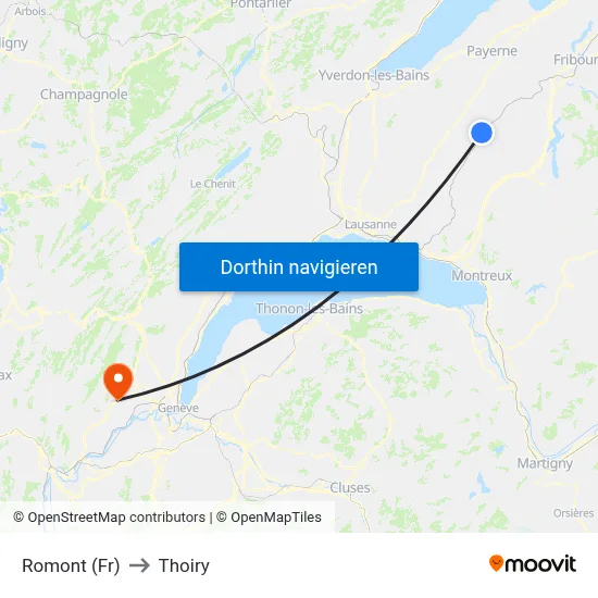 Romont (Fr) to Thoiry map