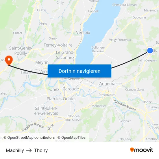 Machilly to Thoiry map