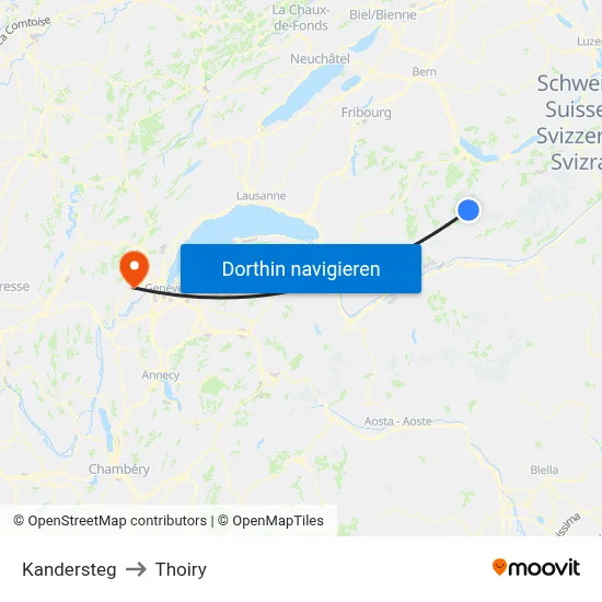 Kandersteg to Thoiry map
