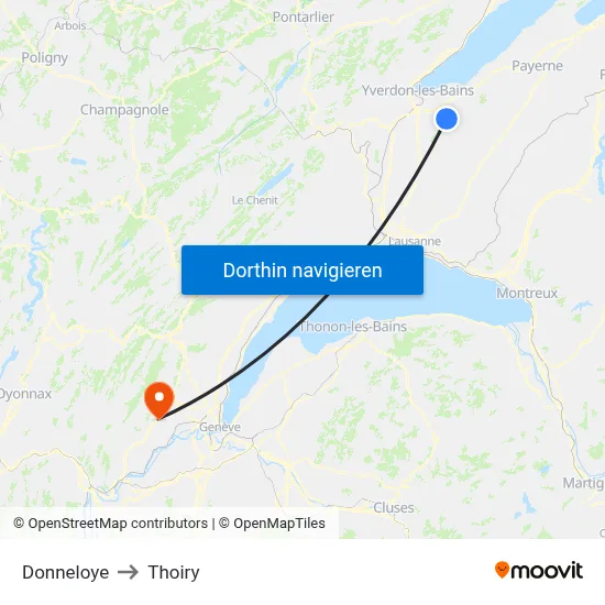 Donneloye to Thoiry map