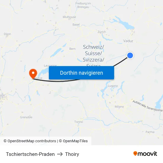 Tschiertschen-Praden to Thoiry map