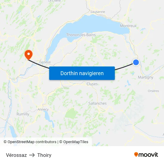 Vérossaz to Thoiry map