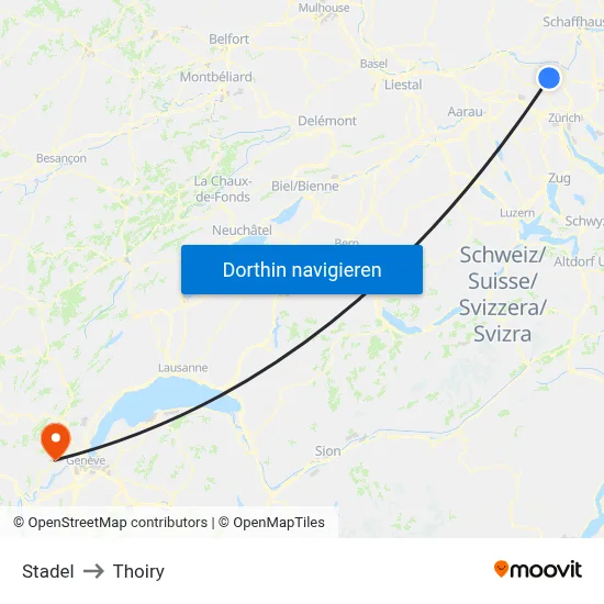 Stadel to Thoiry map
