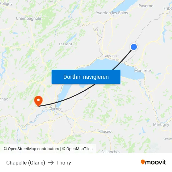 Chapelle (Glâne) to Thoiry map