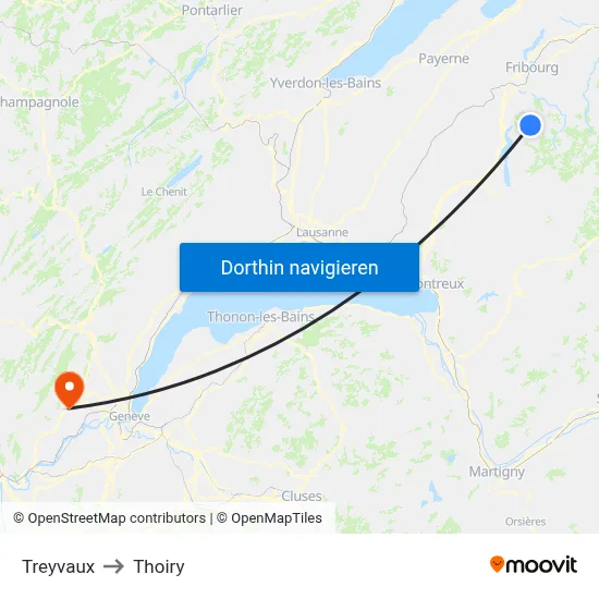 Treyvaux to Thoiry map