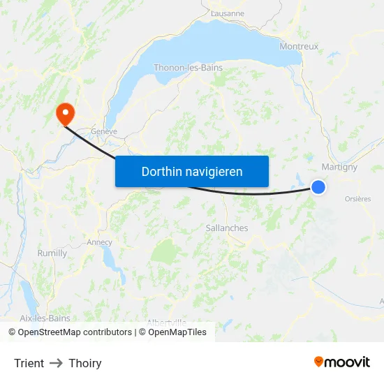 Trient to Thoiry map