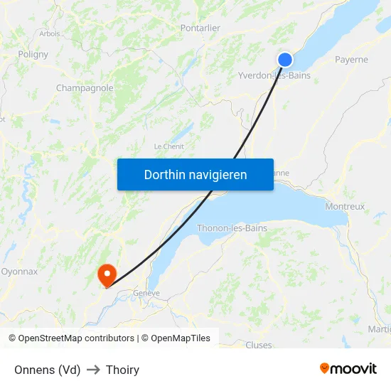 Onnens (Vd) to Thoiry map