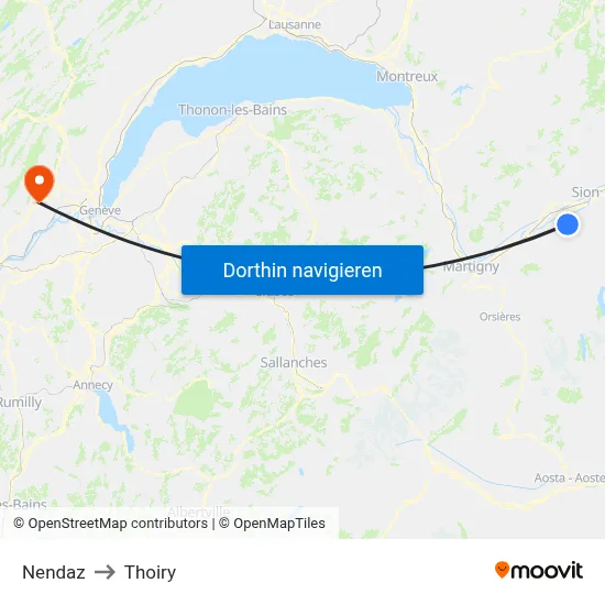 Nendaz to Thoiry map