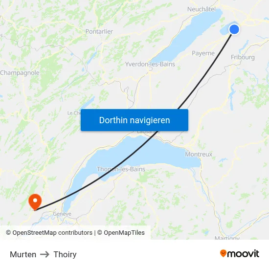 Murten to Thoiry map