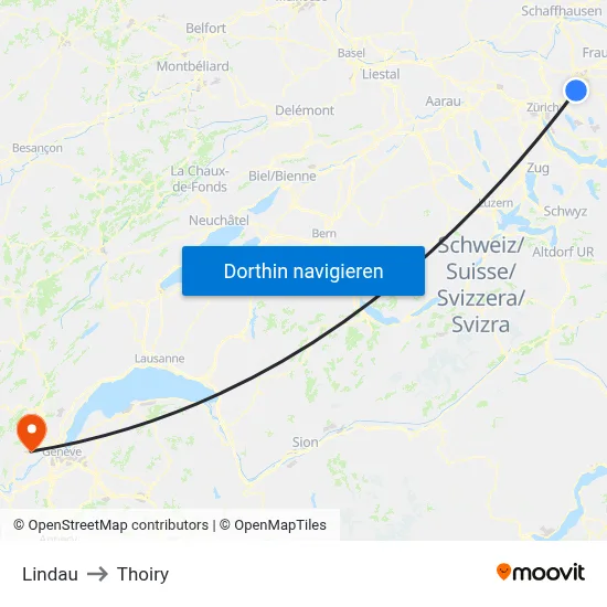 Lindau to Thoiry map