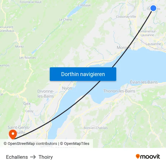 Echallens to Thoiry map