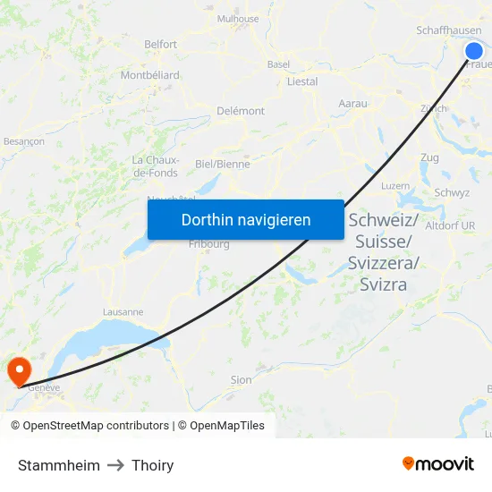 Stammheim to Thoiry map