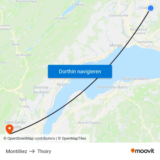 Montilliez to Thoiry map