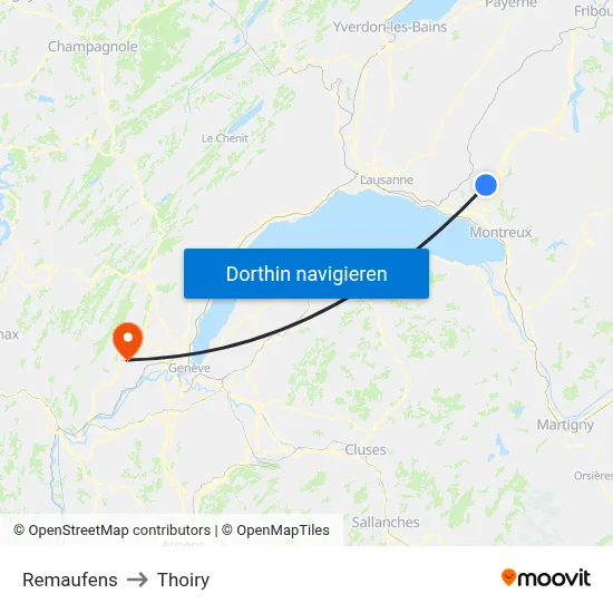 Remaufens to Thoiry map