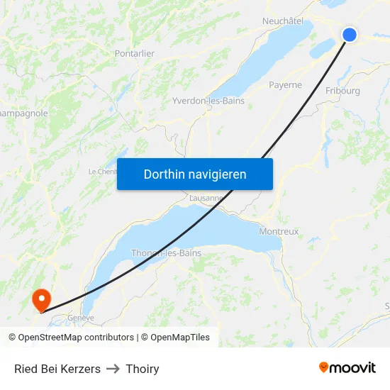 Ried Bei Kerzers to Thoiry map