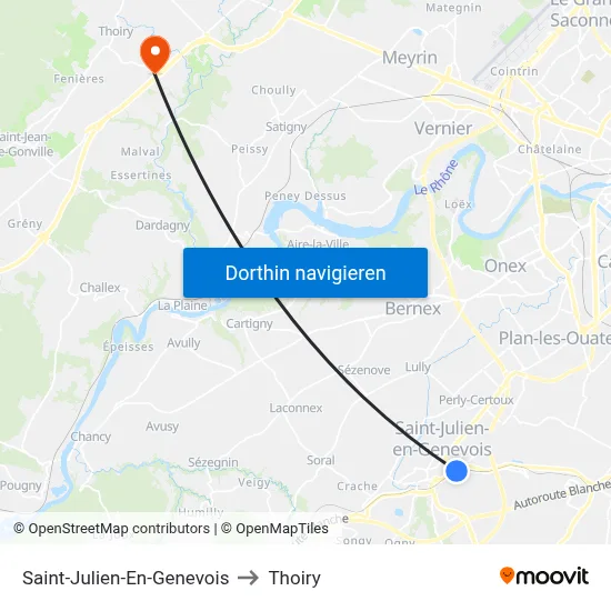 Saint-Julien-En-Genevois to Thoiry map