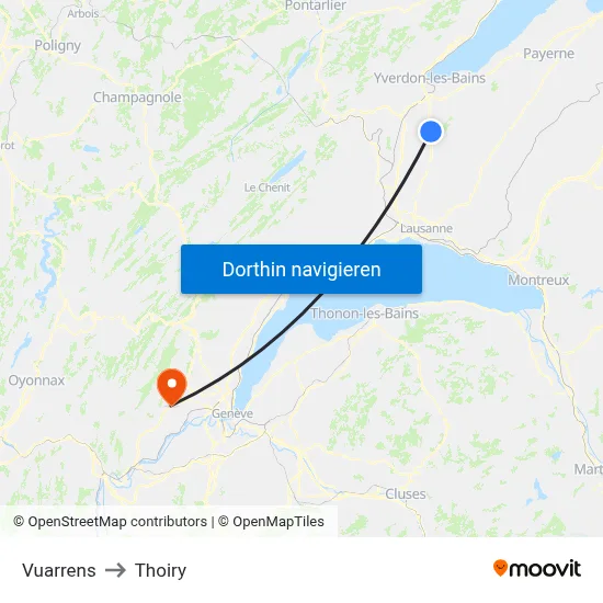 Vuarrens to Thoiry map