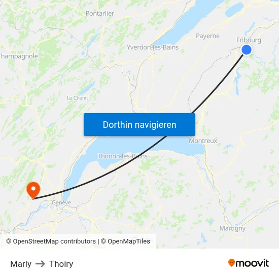 Marly to Thoiry map
