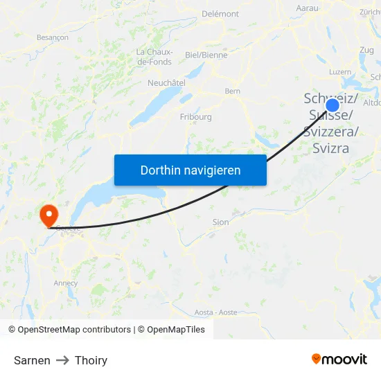 Sarnen to Thoiry map