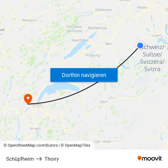 Schüpfheim to Thoiry map