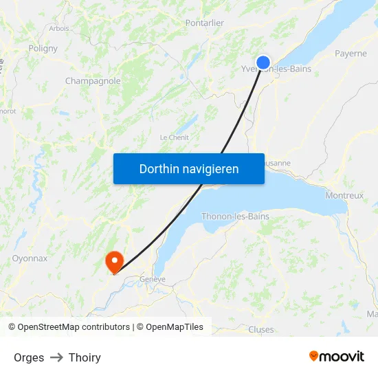 Orges to Thoiry map