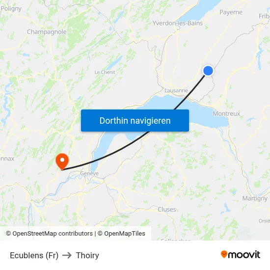 Ecublens (Fr) to Thoiry map