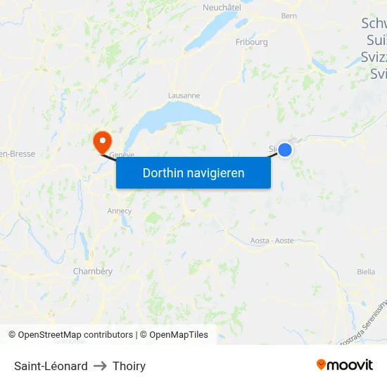 Saint-Léonard to Thoiry map