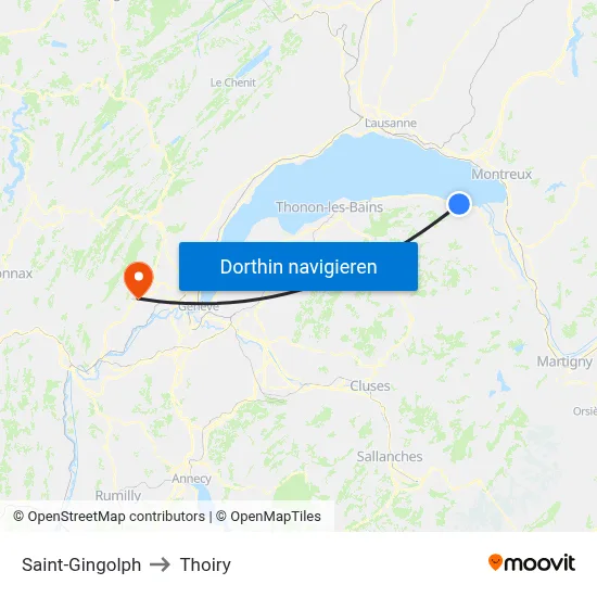 Saint-Gingolph to Thoiry map