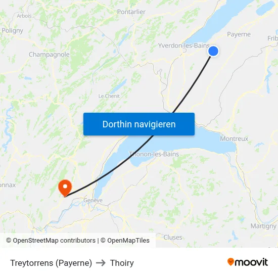 Treytorrens (Payerne) to Thoiry map