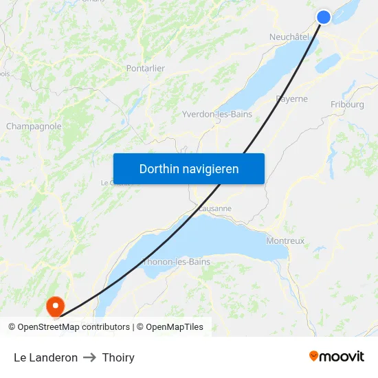 Le Landeron to Thoiry map