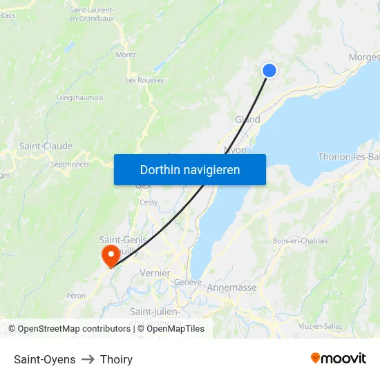 Saint-Oyens to Thoiry map