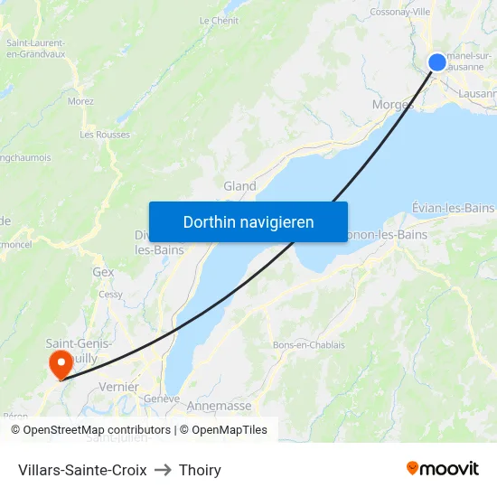 Villars-Sainte-Croix to Thoiry map