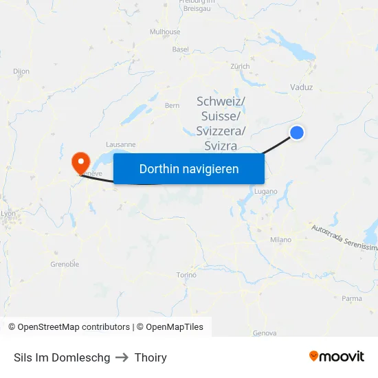 Sils Im Domleschg to Thoiry map