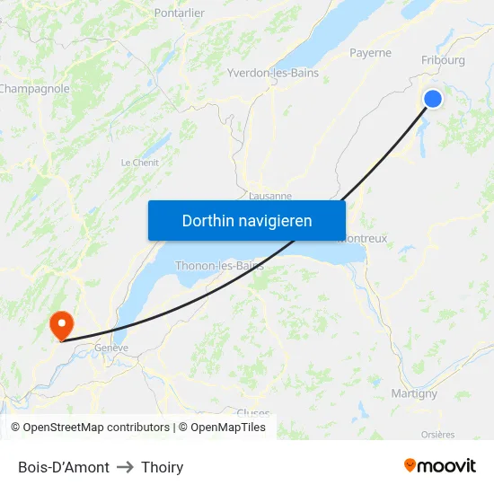 Bois-D’Amont to Thoiry map