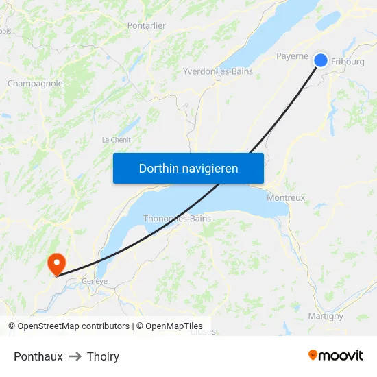 Ponthaux to Thoiry map