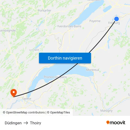 Düdingen to Thoiry map