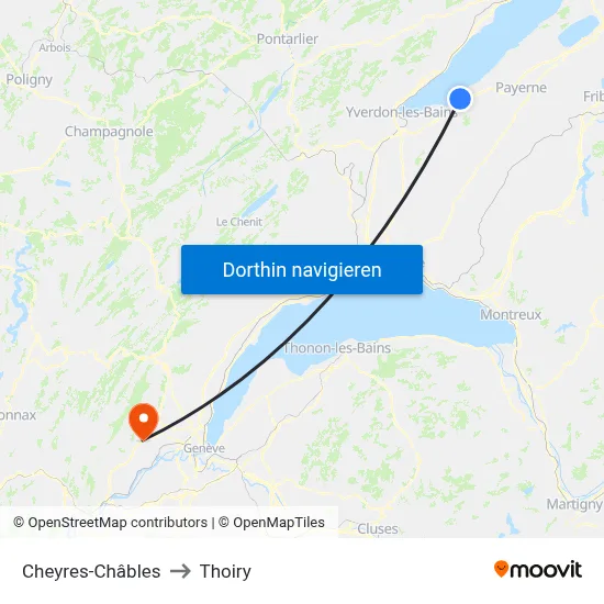 Cheyres-Châbles to Thoiry map
