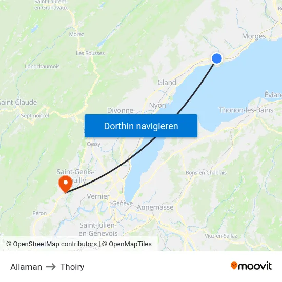 Allaman to Thoiry map