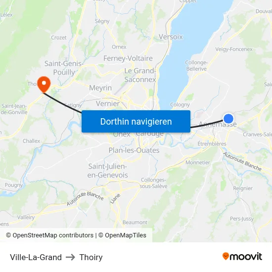Ville-La-Grand to Thoiry map