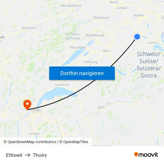 Ettiswil to Thoiry map