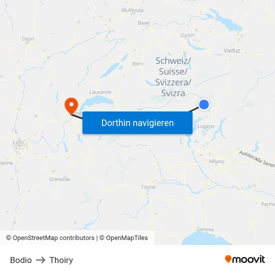 Bodio to Thoiry map